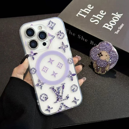 Purple Sparkles MagSafe Sunflower iPhone Case