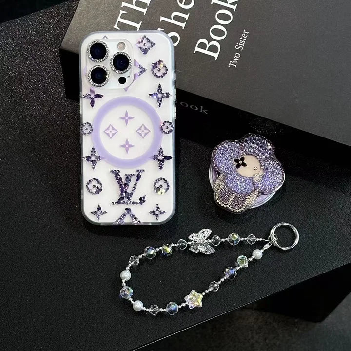 Purple Sparkles MagSafe Sunflower iPhone Case
