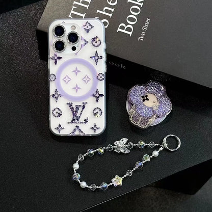 Purple Sparkles MagSafe Sunflower iPhone Case