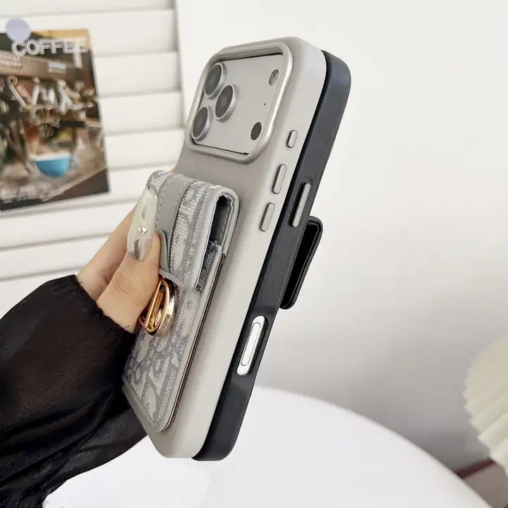 CD Luxury Jacquard iPhone Case with Pocket/Stand