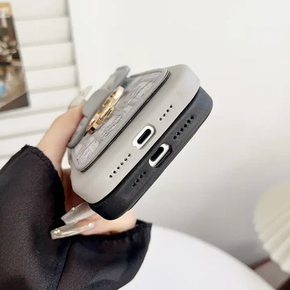 CD Luxury Jacquard iPhone Case with Pocket/Stand