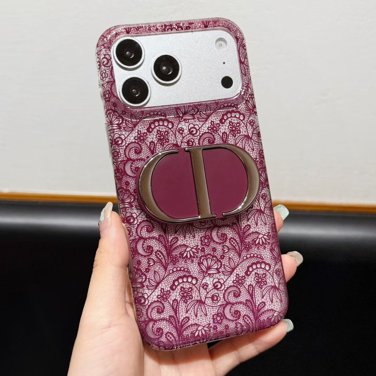 Dior Lace Mirror Phone Case – iPhone 15–18