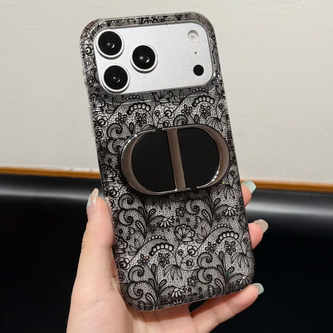 Dior Lace Mirror Phone Case – iPhone 15–18