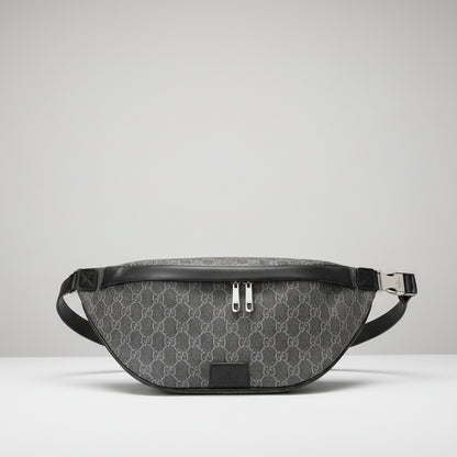 G Canvas Leather Belt Bag - Grey/Black