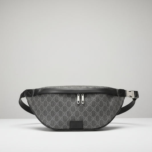 G Canvas Leather Belt Bag - Grey/Black