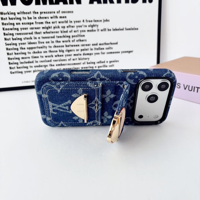 Monogram Denim Phone Case with Card Holder