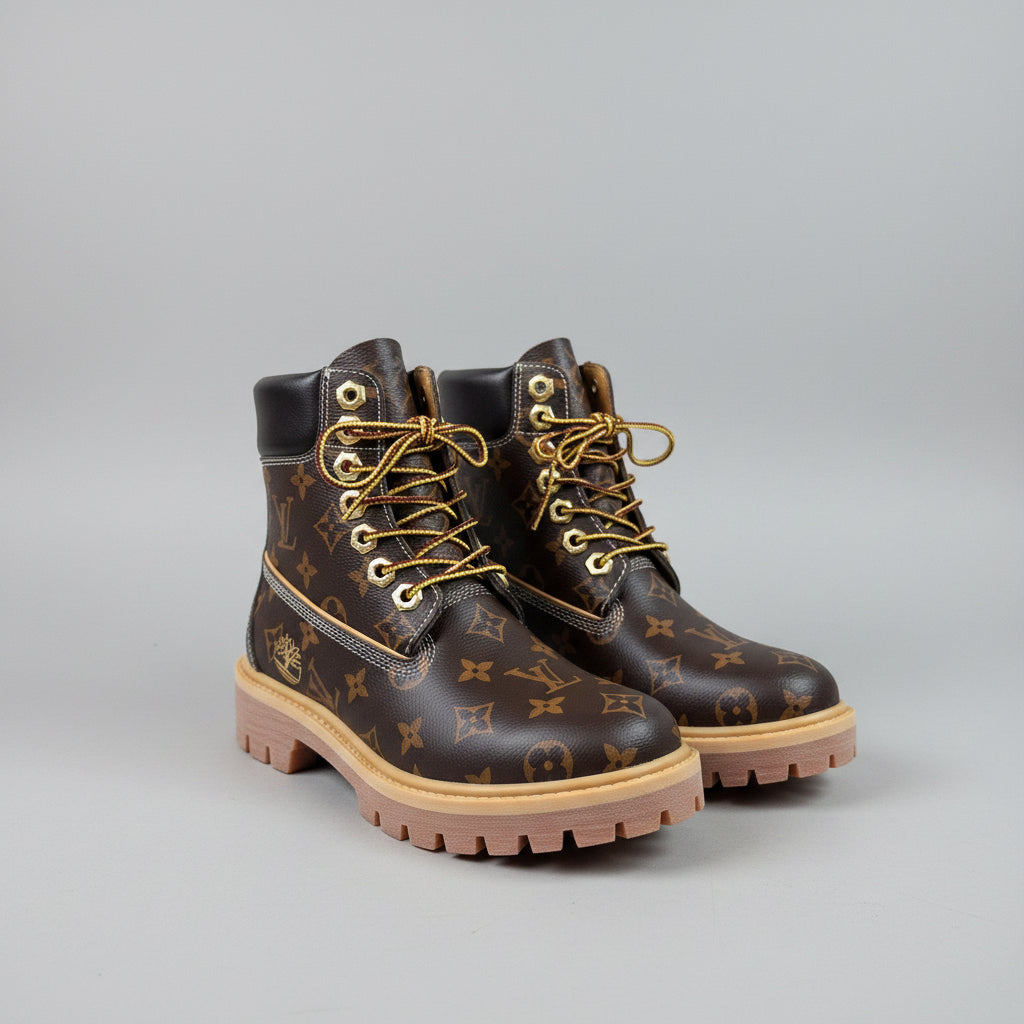 L X Timberland Monogram Boots Brown
