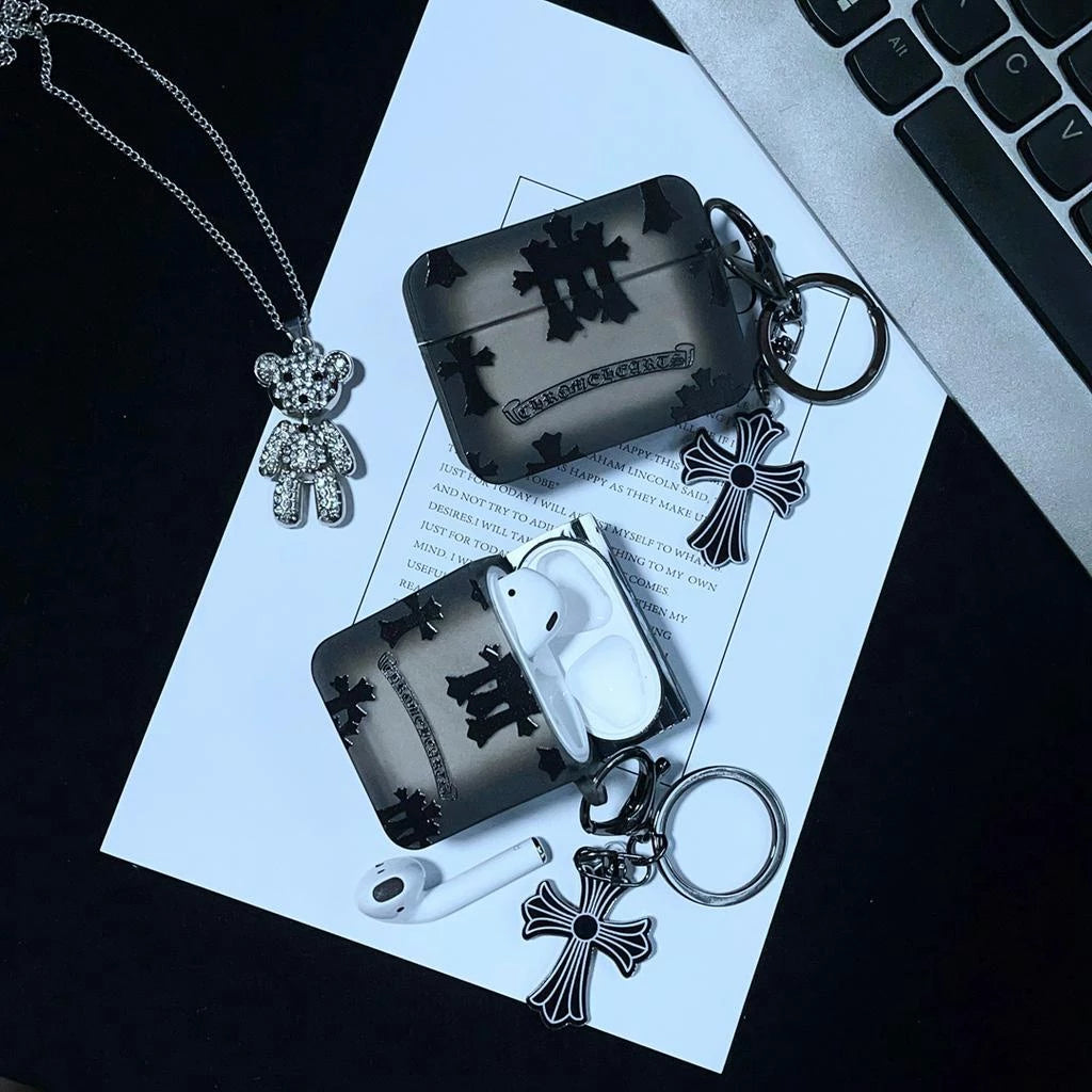 Black Chrome AirPods Case with Charm
