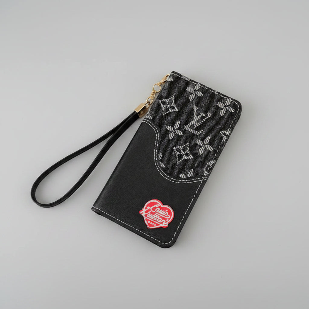 LV Luxury Monogram/Denim iPhone Wallet Case