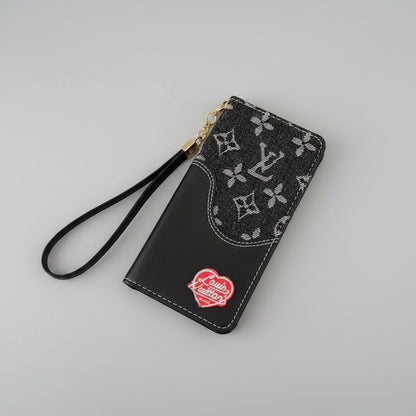 LV Luxury Monogram/Denim iPhone Wallet Case