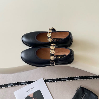 Charm-Strap Ballerina Flats