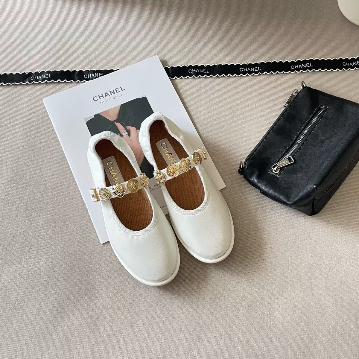 Charm-Strap Ballerina Flats