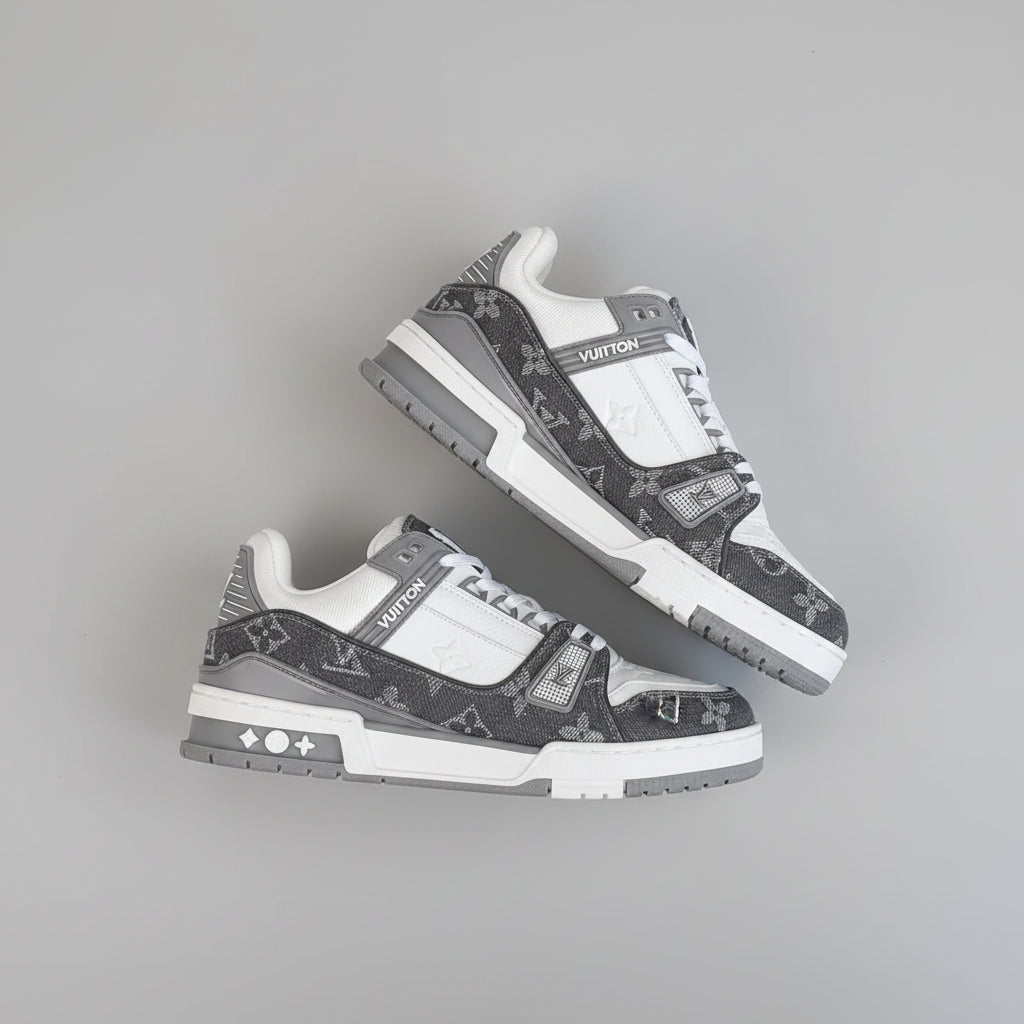 Monogram Denim Skate Sneakers – Grey