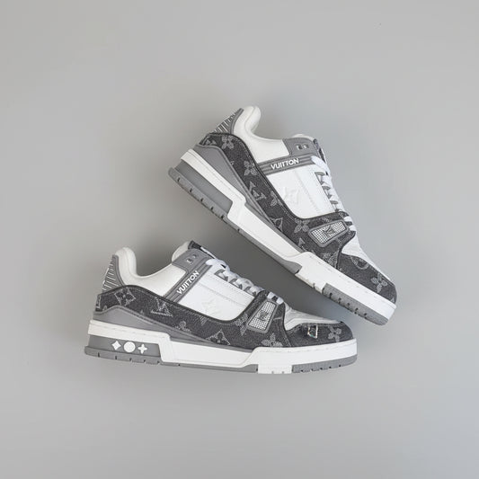Monogram Denim Skate Sneakers – Grey
