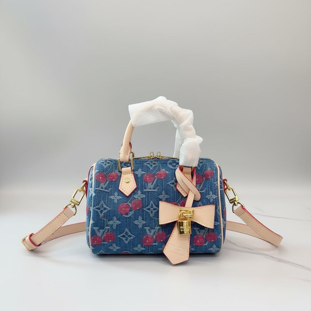 Mini Denim Cherry Speedy Bag