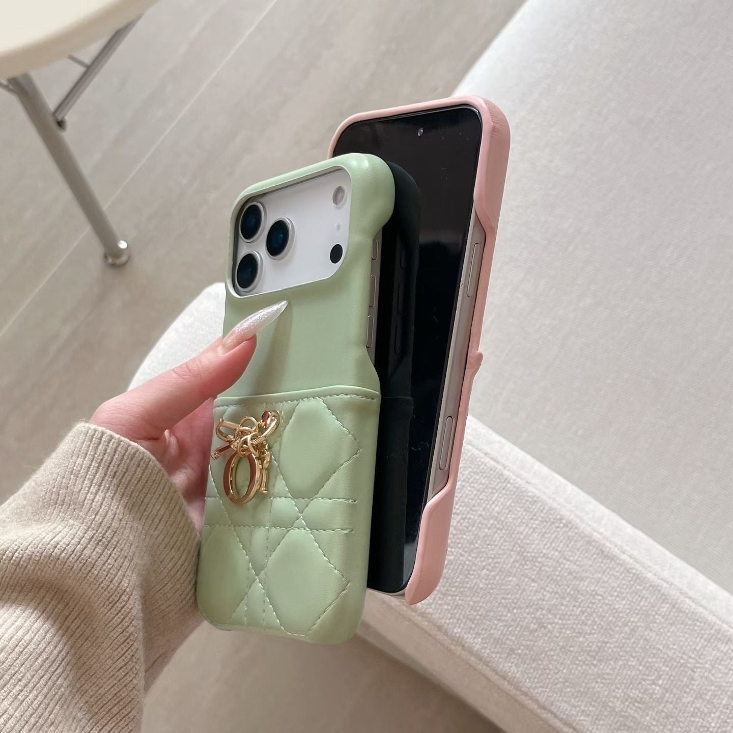 Luxury Designer Quilted Charm Case - 4 Colors