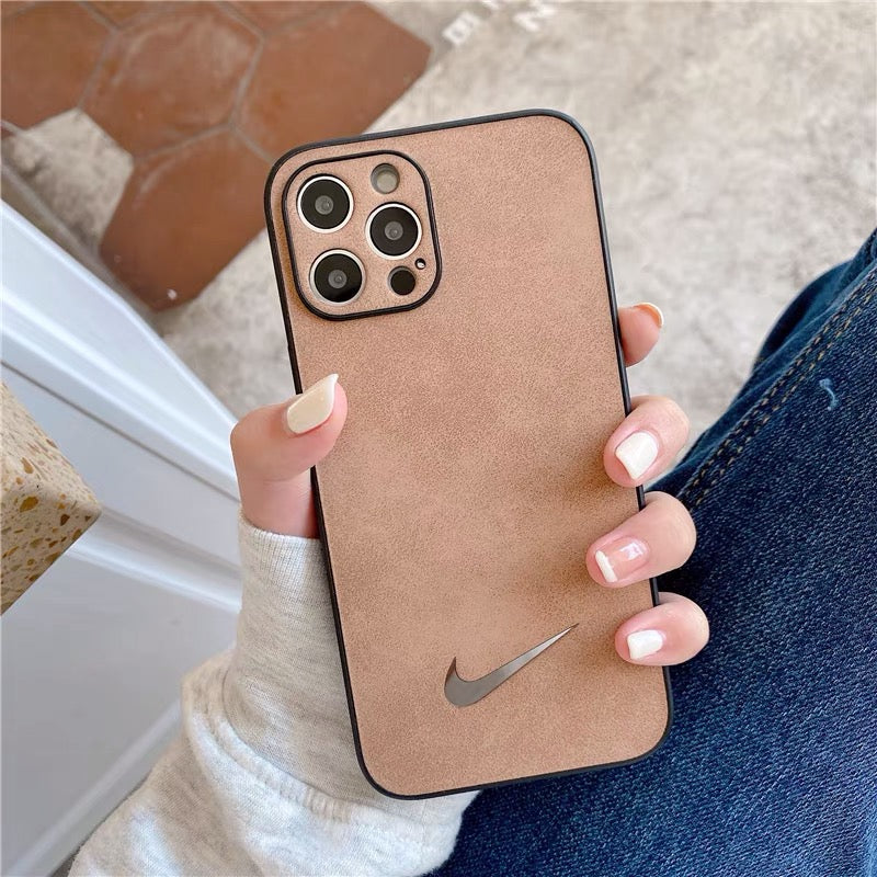 Neutral Suede Swoosh Design iPhone case