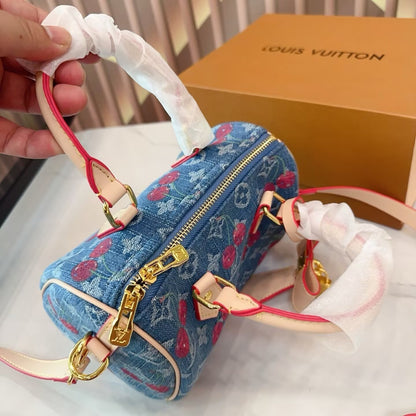 Mini Denim Cherry Speedy Bag