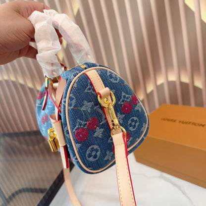 Mini Denim Cherry Speedy Bag