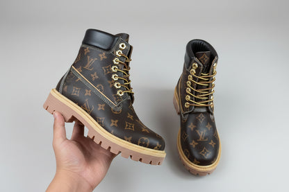 L X Timberland Monogram Boots Brown
