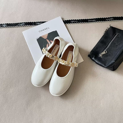 Charm-Strap Ballerina Flats