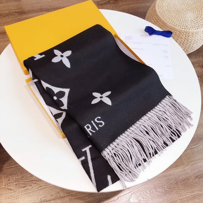 Monogram Luxury Blend Scarf Black