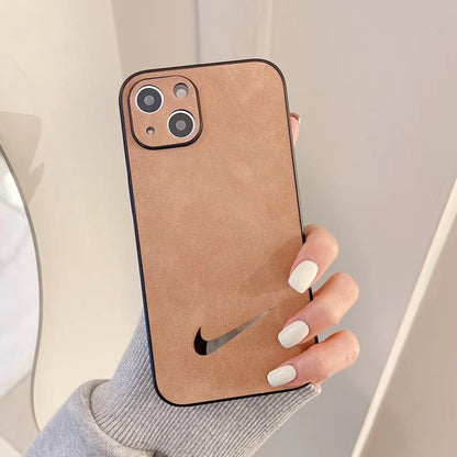 Neutral Suede Swoosh Design iPhone case