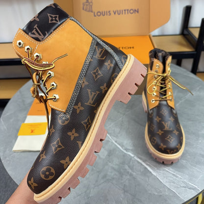 L X Timberland Nubuck Monogram Boots Brown