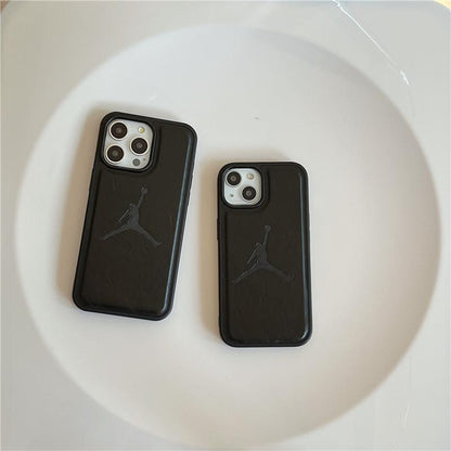 AJ Black Leather Textured iPhone case