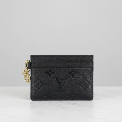 Monogram Charm Card Holder in Black