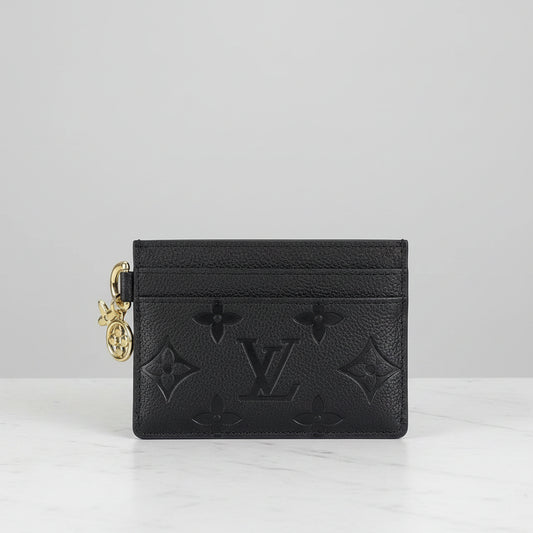 Monogram Charm Card Holder in Black