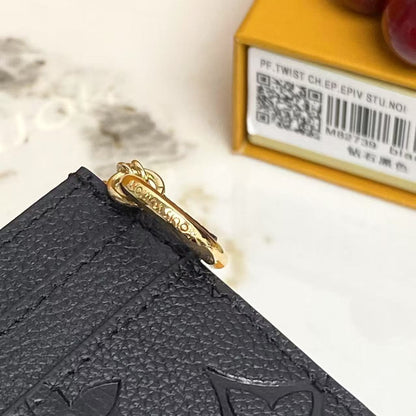 Monogram Charm Card Holder in Black
