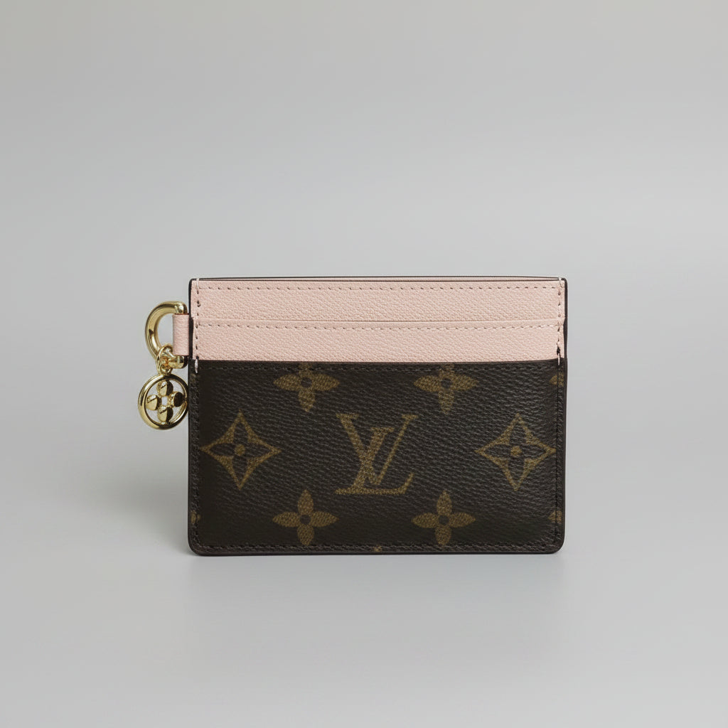 Monogram Charm Card Holder-Pink