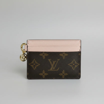 Monogram Charm Card Holder-Pink