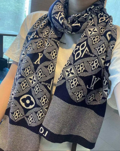 Since 1854 Jacquard Scarf Black Navy