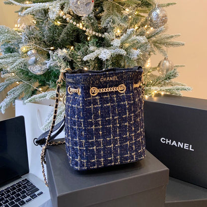 VIP Luxury Tweed Bucket Tote Bag