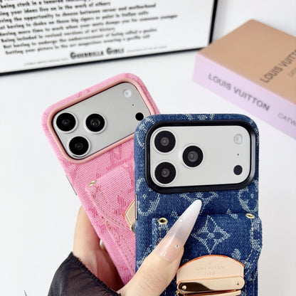 Monogram Denim Phone Case with Card Holder