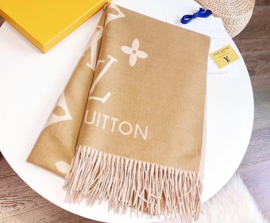 Monogram Luxury Blend Scarf Light Brown