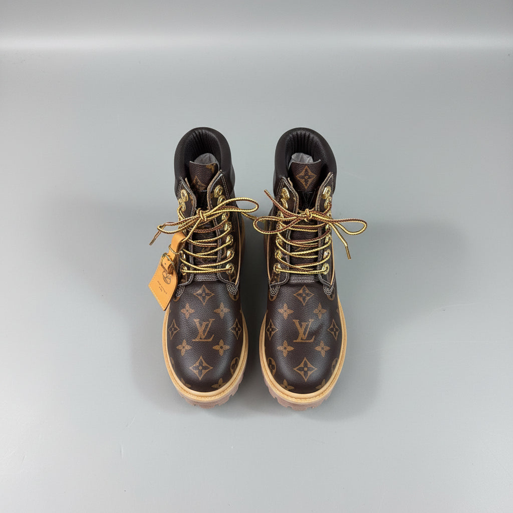 L X Timberland Monogram Boots Brown