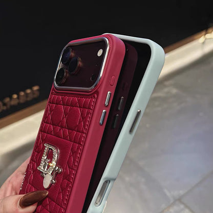 Luxury Cannage Sparkle iPhone Case - Burgundy