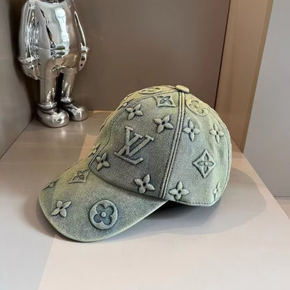 Denim Raised Monogram Cap