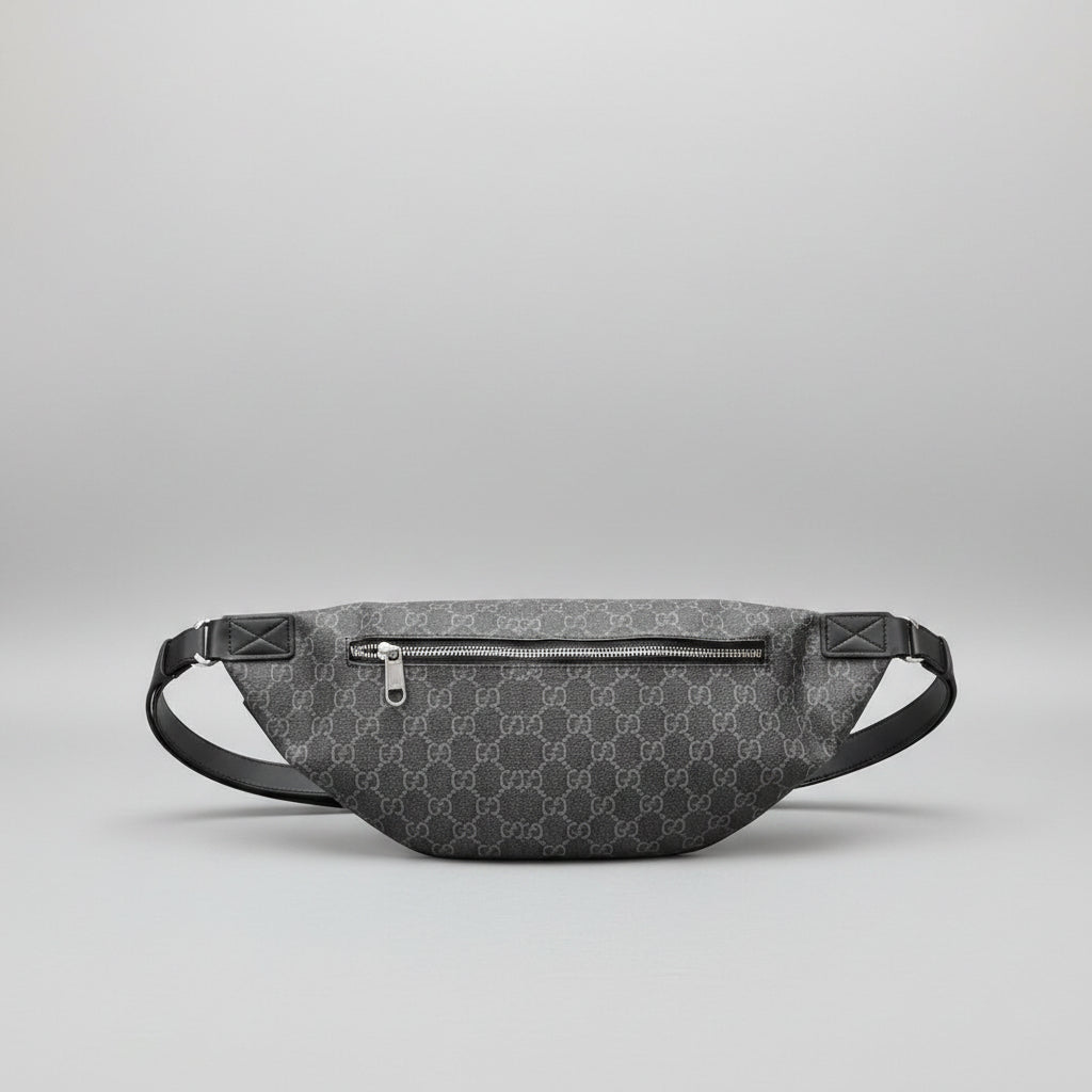G Canvas Leather Belt Bag - Grey/Black