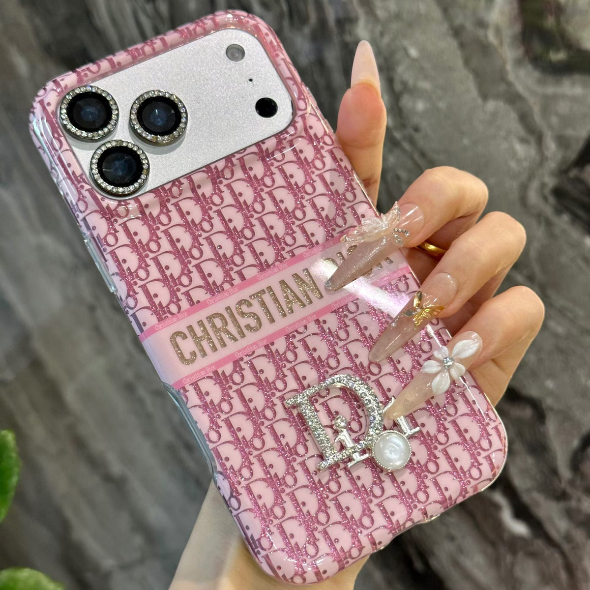 CD Pink Luxury iPhone Case with Logo