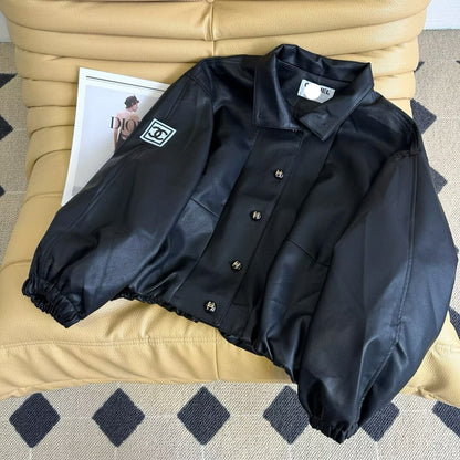 Oversized Luxe Leather Look Bomber Jacket