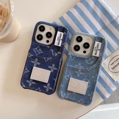 Mono Denim Luxe iPhone Case with pocket