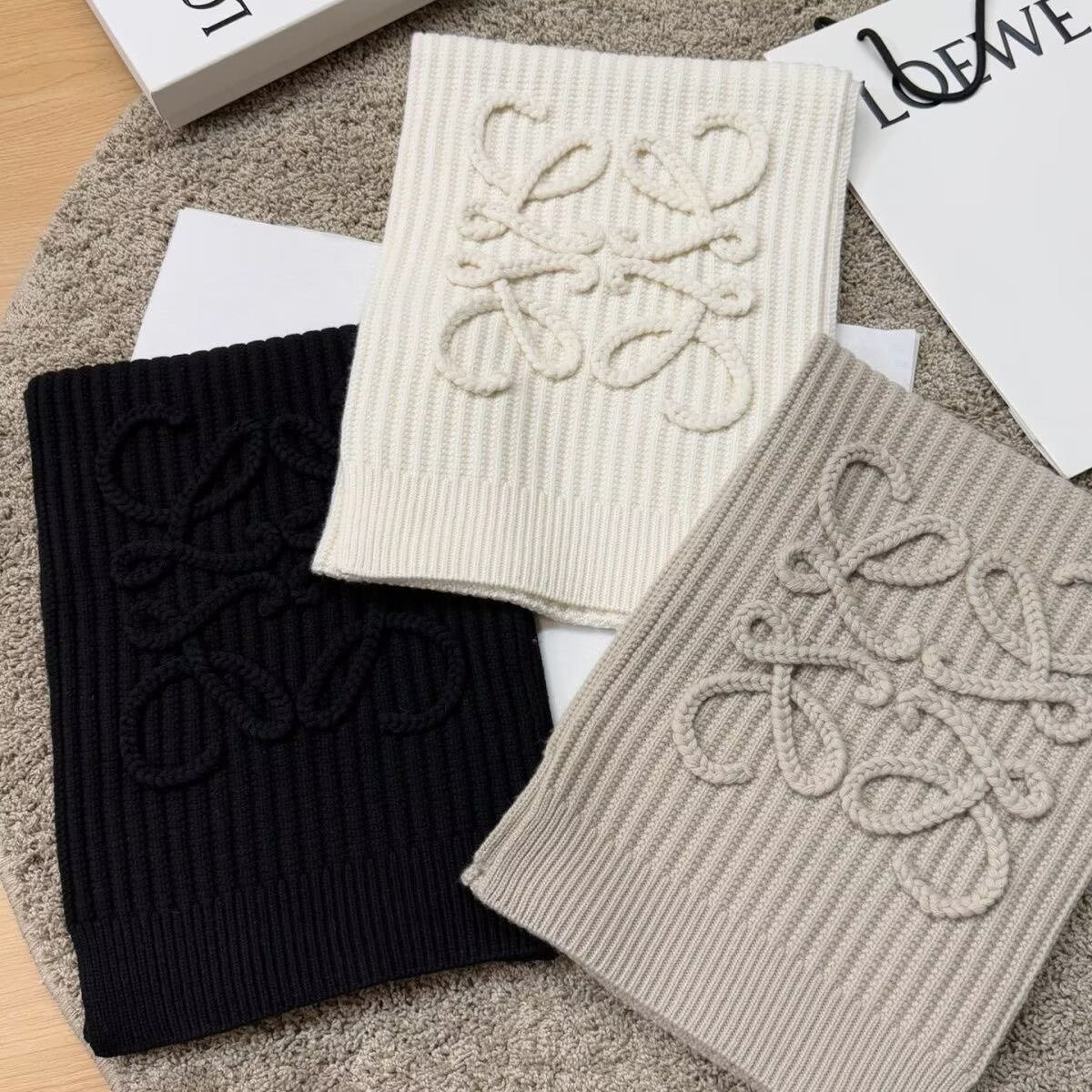 Designer Textured Knit Scarf