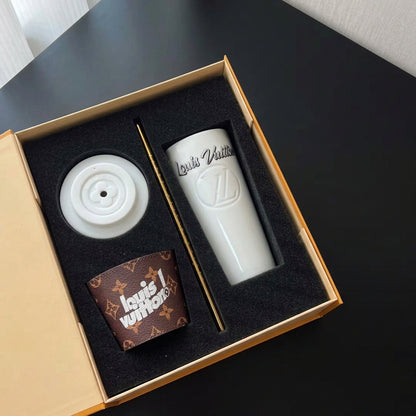 Monogram Porcelain Cup Tumbler with Sleeve - Brown