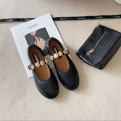 Charm-Strap Ballerina Flats