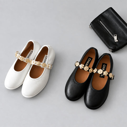 Charm-Strap Ballerina Flats