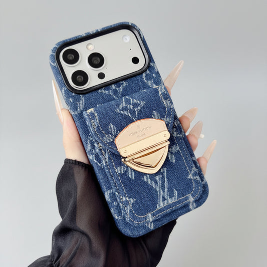 Monogram Denim Phone Case with Card Holder